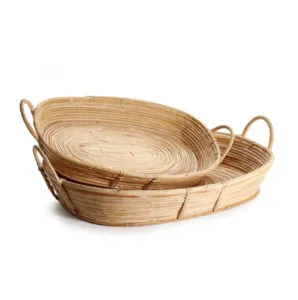 Product Image 1 for Cane Rattan Trays With Handles, Set Of 2 from Napa Home And Garden