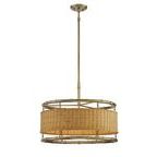 Product Image 1 for Arcadia 6 Light Warm Brass With Natural Rattan Pendant from Savoy House 