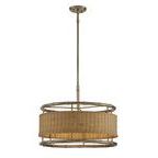 Product Image 2 for Arcadia 6 Light Warm Brass With Natural Rattan Pendant from Savoy House 