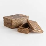 Product Image 2 for Burma Rattan Rectangular Lidded Boxes, Set Of 2 from Napa Home And Garden
