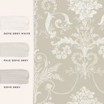 Product Image 4 for Laura Ashley Josette White / Dove-Grey Damask Wallpaper from Graham & Brown