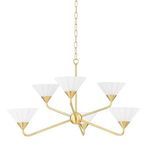 Product Image 1 for Kelsey 6-Light Modern Aged Brass Symmetrical Chandelier from Mitzi