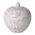 Product Image 3 for Matte White Carved Fish Melon Jar from Legend of Asia