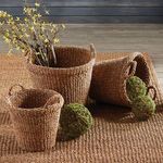 Product Image 2 for Seagrass Tapered Baskets With Handles And Cuffs, Set Of 3 from Napa Home And Garden