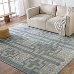 Product Image 1 for Cirus Hand-Knotted Geometric Blue/ Ivory Rug from Jaipur 