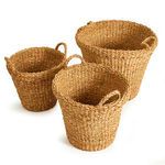 Product Image 8 for Seagrass Tapered Baskets With Handles And Cuffs, Set Of 3 from Napa Home And Garden