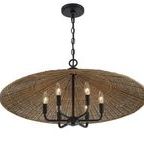 Product Image 2 for Eman 6 Light  Matte Black With Dark Rattan Pendant from Savoy House 