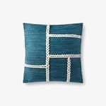 Product Image 1 for Blue / Natural Abstract Chainstitch Mid Century Modern Wool Braid Throw Pillow from Loloi