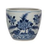 Product Image 2 for Blue & White Porcelain Planter Peony With Bird Motif from Legend of Asia