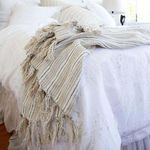 Product Image 2 for Newport Linen Queen Blanket - Natural / Midnight from Pom Pom at Home