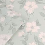 Product Image 1 for Laura Ashley Fleurir Textured Smoke Green Floral Wallpaper from Graham & Brown