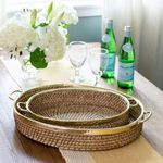 Product Image 1 for Amelia Woven Bamboo and Brass Oval Tray, Set of 2 from Park Hill Collection