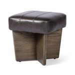 Product Image 1 for Chaz Small Leather Ottoman - Sonoma Black from Four Hands
