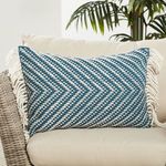 Product Image 5 for Odessa Chevron Blue/ Ivory Indoor/ Outdoor Lumbar Pillow from Jaipur 