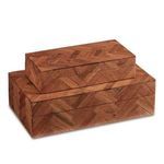 Product Image 1 for Alfeo Herringbone Wood Box, Set of 2 from Currey & Company