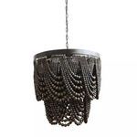 Product Image 2 for Black Metal Chandelier With Wood Beads from Creative Co-Op