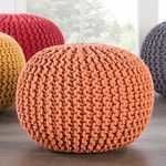 Product Image 2 for Visby Orange Textured Round Pouf from Jaipur
