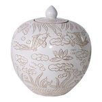 Product Image 2 for Matte White Carved Fish Melon Jar from Legend of Asia