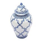 Product Image 1 for Blue & White Greek Key Grids Porcelain Temple Jar from Legend of Asia