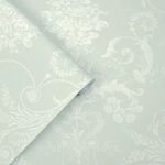Product Image 1 for Laura Ashley Josette Duck-Egg Damask Wallpaper from Graham & Brown