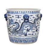 Product Image 5 for Blue & White Porcelain Dragon Planter With Lion Handle from Legend of Asia