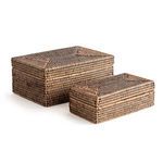 Product Image 1 for Burma Rattan Rectangular Lidded Boxes, Set Of 2 from Napa Home And Garden