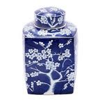 Product Image 4 for Blue & White Square Tea Jar Plum Motif from Legend of Asia