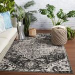 Product Image 5 for Ellery Indoor/ Outdoor Medallion Black/ Gray Rug from Jaipur 