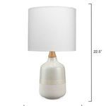 Product Image 3 for Alice Table Lamp in Cream & Light Blue Ceramic with  Drum Shade in White Linen from Jamie Young