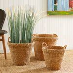 Product Image 3 for Seagrass Tapered Baskets With Handles And Cuffs, Set Of 3 from Napa Home And Garden