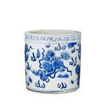 Product Image 3 for Blue & White Orchid Pot Foo Dog Motif from Legend of Asia