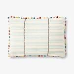 Product Image 1 for Whimsical Offset Stripe Zig Zag Stitched Pom Pom Lumbar Pillow from Loloi