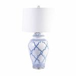 Product Image 1 for Blue & White Greek Key Grids Lamp from Legend of Asia