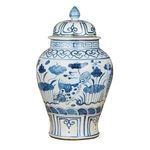 Product Image 2 for Blue & White Porcelain Temple Jar Fish Lotus Motif from Legend of Asia