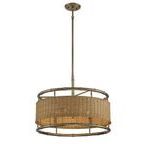 Product Image 6 for Arcadia 6 Light Warm Brass With Natural Rattan Pendant from Savoy House 