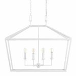 Product Image 3 for Denison Rectangular White Wrought Iron Chandelier from Currey & Company