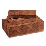 Product Image 2 for Alfeo Herringbone Wood Box, Set of 2 from Currey & Company