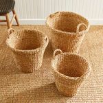 Product Image 5 for Seagrass Tapered Baskets With Handles And Cuffs, Set Of 3 from Napa Home And Garden