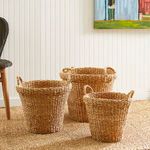 Product Image 4 for Seagrass Tapered Baskets With Handles And Cuffs, Set Of 3 from Napa Home And Garden