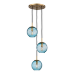 Product Image 1 for Rousseau 3 Light Pendant With Blue Glass from Hudson Valley