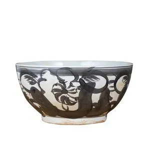 Product Image 1 for Black Porcelain Bowl Twisted Flower Motif from Legend of Asia
