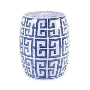 Product Image 1 for Blue & White Greek Key Garden Stool from Legend of Asia