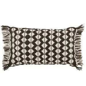 Product Image 1 for Perdita Geometric Lumbar Black and White Outdoor Pillow from Jaipur