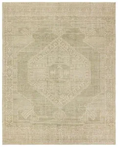 Product Image 1 for Sarosh Handknotted Medallion Gren / Cream Rug from Jaipur