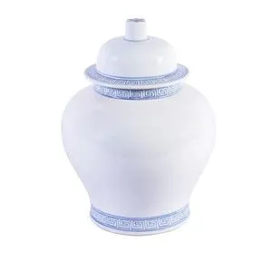 Product Image 1 for Blue & White Porcelain Temple Jar With Greek Key Trim from Legend of Asia
