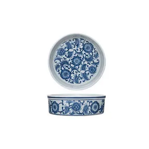 Product Image 1 for Maizy Large 8-cup Stoneware Floral-Design Pet Bowl from Creative Co-Op