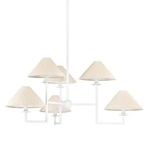 Product Image 1 for Gladwyne 6-Light Texture White Aged Brass Chandelier from Mitzi