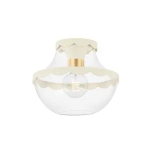 Product Image 1 for Alaina Gold Bell-Shaped Glass Semi-Flush Mount Light from Mitzi