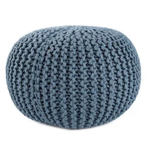Product Image 1 for Asilah Indoor/ Outdoor Solid Blue Round Pouf from Jaipur
