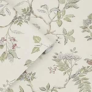 Product Image 1 for Laura Ashley Elderwood Natural Botanicals, Florals & Birds Wallpaper from Graham & Brown